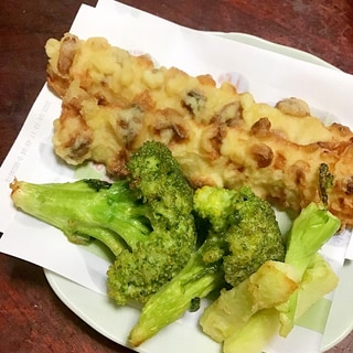 チクワとブロッコリーの天ぷら。